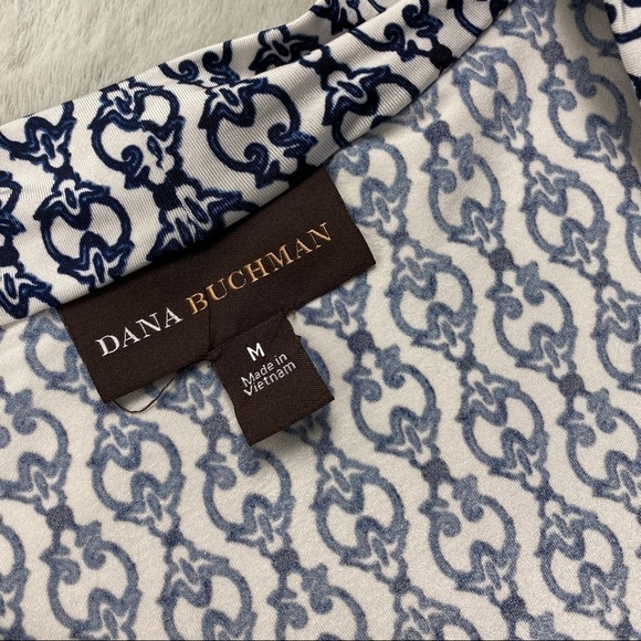 Dana Buchman sleeveless blouse navy and white medium - Picture 4 of 5